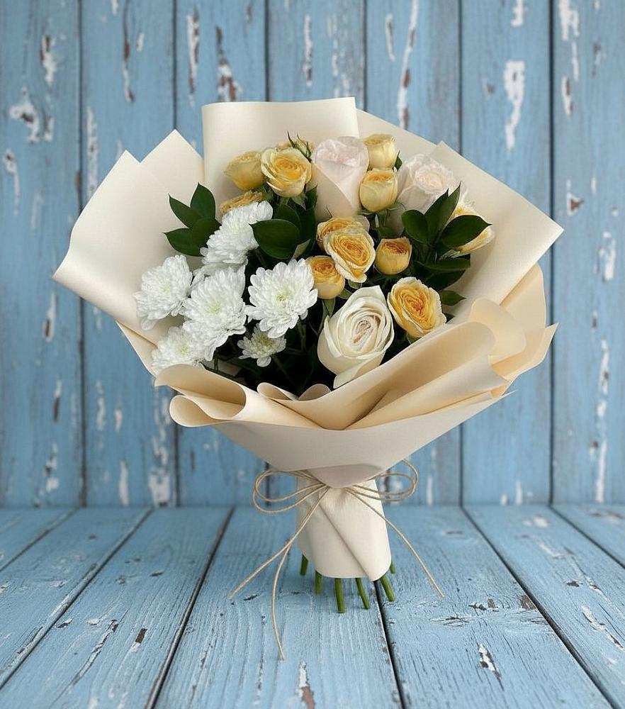 Букет цветов из: Розы и Хризантемы в Черемшан