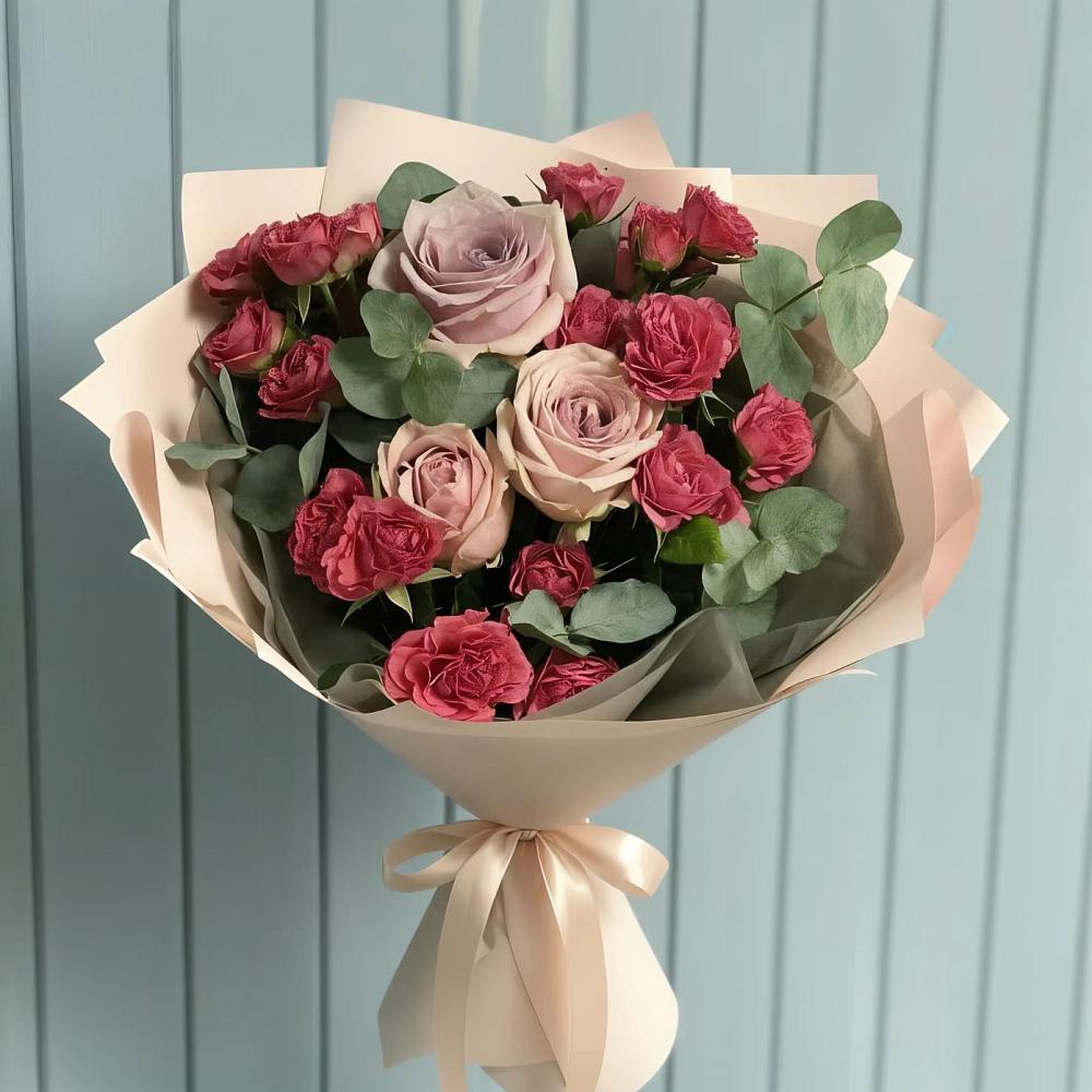 Букет цветов из: Гвоздики и Розы в Черемшан