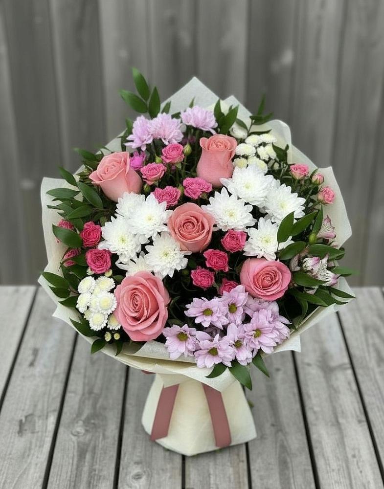 Букет цветов из: Альстромерии, Гвоздики, Розы и Хризантемы в Черемшан