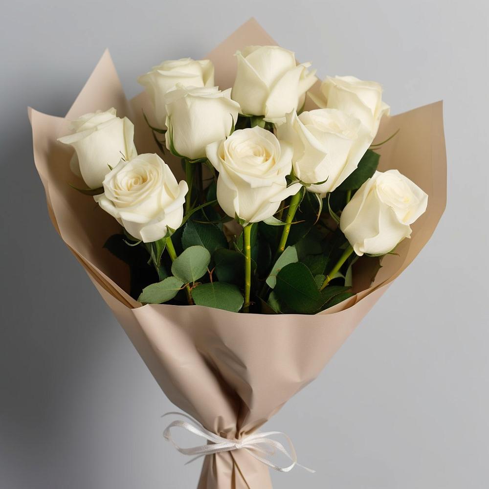 Букет 9 Белых роз Эдлесс Лав в Черемшан