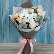 Букет цветов из:  Хризантемы и Розы в Черемшан