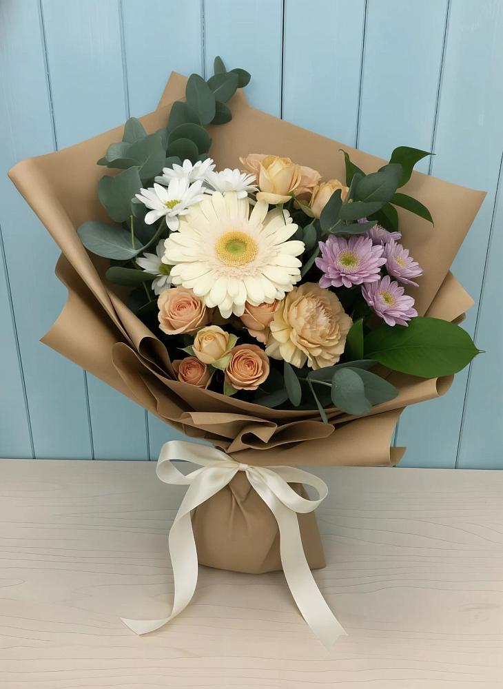 Букет цветов из: Герберы и Хризантемы в Черемшан