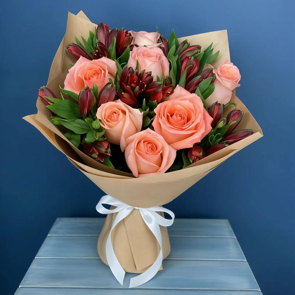 Букет цветов из: Розы и Альстромерии в Черемшан