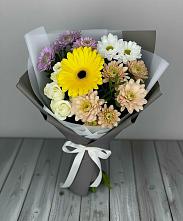 Букет цветов из:  Розы, Герберы и Хризантемы в Черемшан