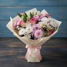 Букет цветов из:  Хризантемы, Альстромерии и Розы в Черемшан