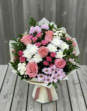 Букет цветов из:  Альстромерии, Гвоздики, Розы и Хризантемы в Черемшан