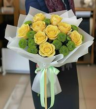 Букет цветов из:  Хризантемы и Розы в Черемшан