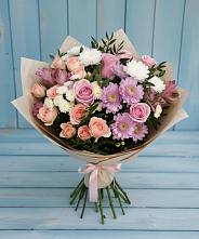 Букет цветов из:  Хризантемы, Розы и Альстромерии в Черемшан