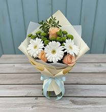 Букет цветов из:  Герберы, Розы и Хризантемы в Черемшан