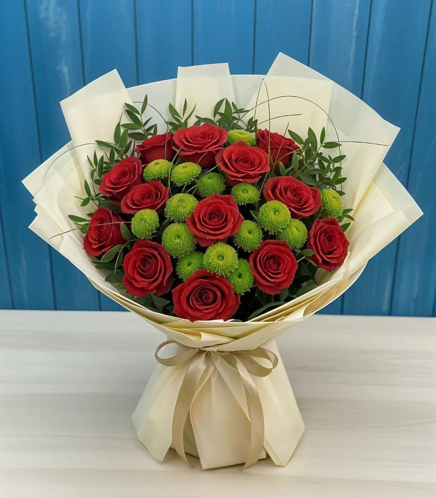 Букет цветов из: Розы и Хризантемы в Черемшан